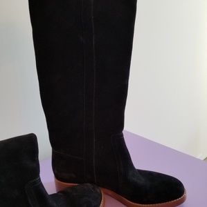 Via Spiga Black Suede Knee Length Boots